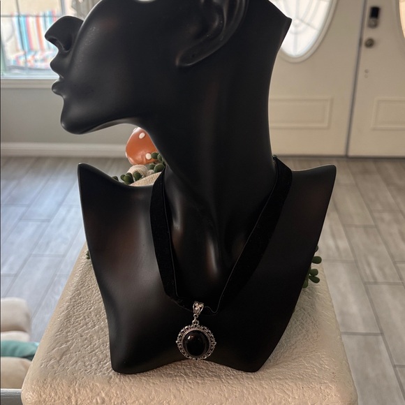 Jewelry - Black Velvet with Black Pendant 13” Choker Necklace